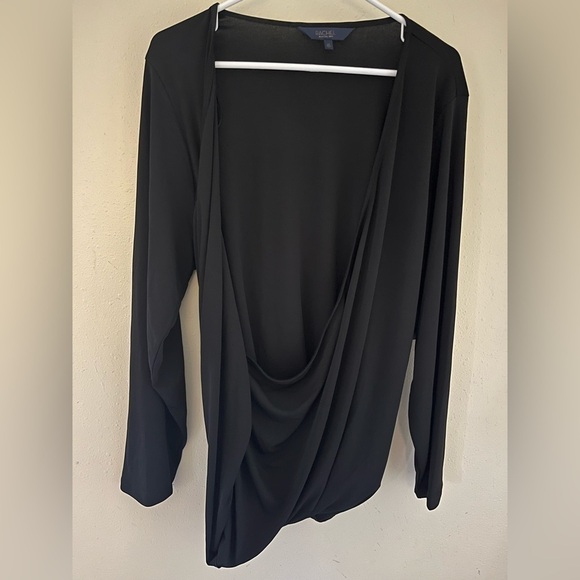 Women’s Plus Size Rachel Roy Wrap Top 3XL Replenishment Black New - Picture 1 of 2